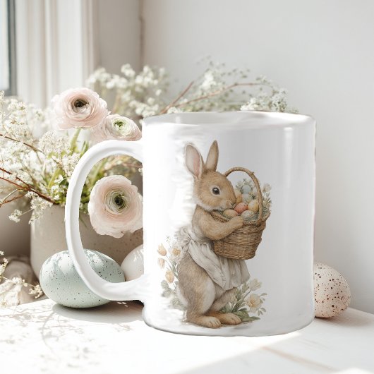 Easter bunny with flowers and Easter eggs Kaffeetasse