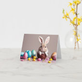 Easter bunny with his eggs. karte (Gelbe Blume)