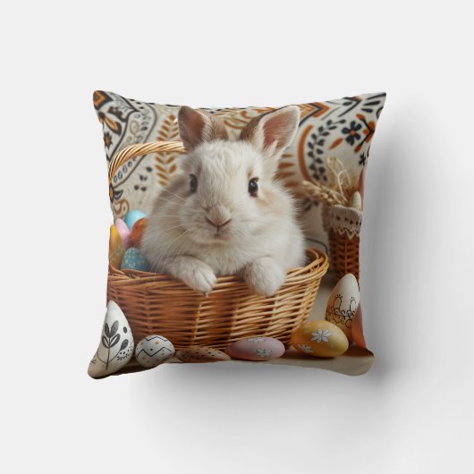 Easter bunny with its eggs. kissen (Rückseite)