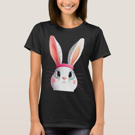 Easter Bunny with Pink Headband T-Shirt (Vorderseite)