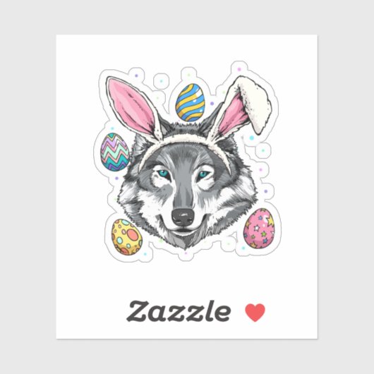 Easter Bunny Wolf Funny Easter Wolf Wild Forest Wo Aufkleber (Blatt)