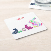"EASTER" BUNNYS RECHTECKIGER PAPPUNTERSETZER (angewinkelt)
