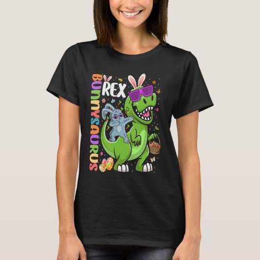 Easter Bunnysaurus T Rex Dino Dabbing Rabbit T-Shirt (Vorderseite)