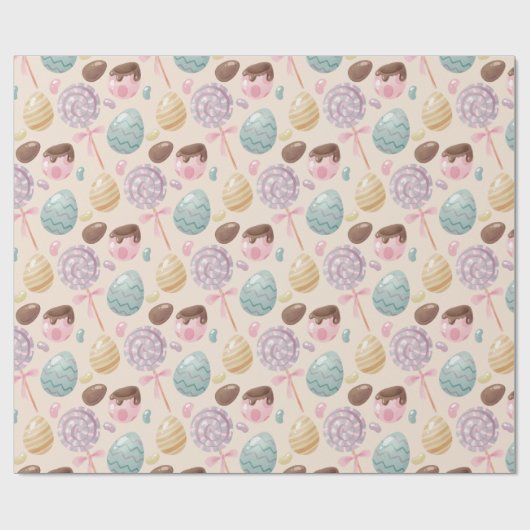 Easter Candy Ei Muster Wrapping Paper Geschenkpapier (Flach)