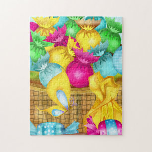 Easter Candy Folk Art GIRLS BASKET STUFFER Puzzle