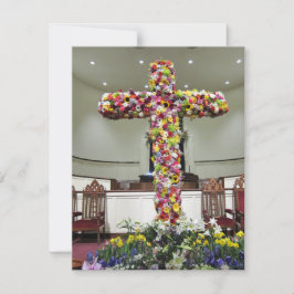 Easter Card Beautiful Cross Covered with Flowers Dankeskarte