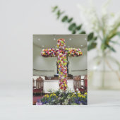 Easter Card Beautiful Cross Covered with Flowers Dankeskarte (Stehend Vorderseite)
