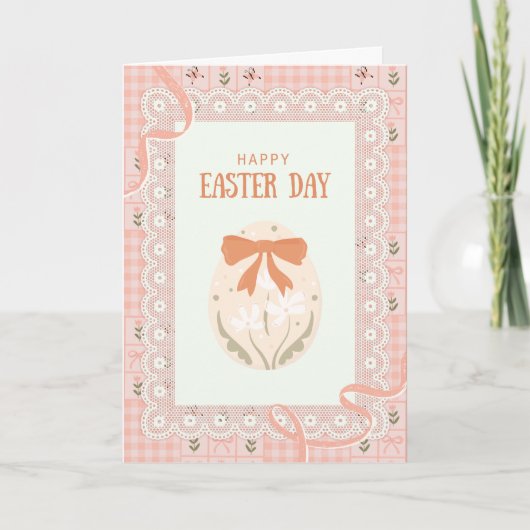 Easter Card with a lace and patterned fabric Karte (Vorderseite)