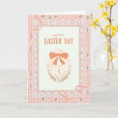 Easter Card with a lace and patterned fabric Karte (Gelbe Blume)