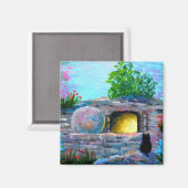 Easter Cat Christian Art Empty Tomb Magnet (Vorderseite/Rückseite)