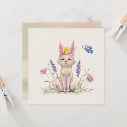 Easter Cat Karte (Vorderseite/Rückseite Beispiel)