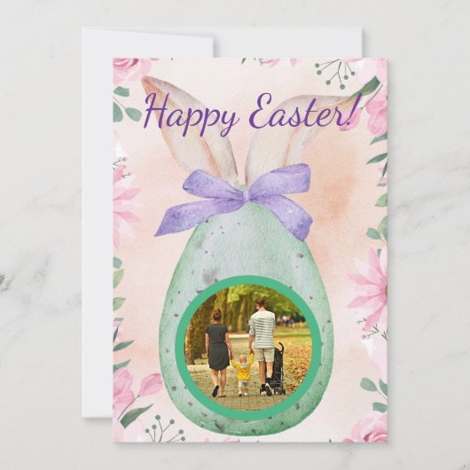 Easter celebration -green egg with photo einladung (Vorderseite)