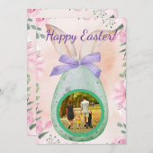 Easter celebration -green egg with photo einladung (Vorne/Hinten)