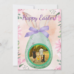 Easter celebration -green egg with photo einladung