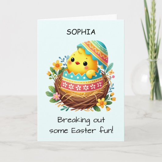 Easter Chick Breaking Out of Muschel im Niedlichen Karte (Vorderseite)