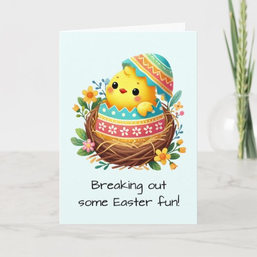 Easter Chick Breaking Out of Muschel im Niedlichen Karte (Vorderseite)