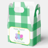 EASTER Chick Eggs and bold green check NAME Geschenkschachtel (Geöffnet)
