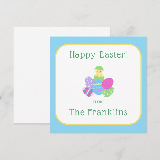EASTER Chick Eggs and Bright Blue  Mitteilungskarte (Vorne/Hinten)