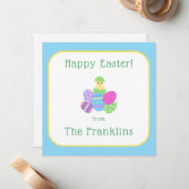 EASTER Chick Eggs and Bright Blue  Mitteilungskarte (Vorderseite/Rückseite Beispiel)