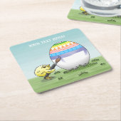 Easter chick paint the Easter egg Rechteckiger Pappuntersetzer (angewinkelt)