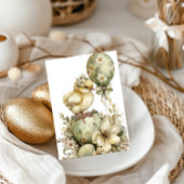 Easter Chick Spring Floral Watercolor Sage Green Feiertagskarte