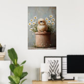 Easter Chicken Flower Pot Print, Rustic Poster (Heimbüro)