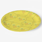 Easter Chickens Bright Yellow Cartoon Pattern Pappteller (Schrägansicht)