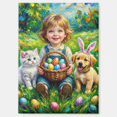 ~ EASTER Child Puppy Kitten Eggs ~  Magnet (Vorderseite)