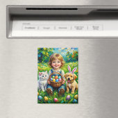 ~ EASTER Child Puppy Kitten Eggs ~  Magnet (In Situ (Geschirrspüler))