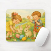 Easter Children and Bunny rabbits Mousepad (Mit Mouse)