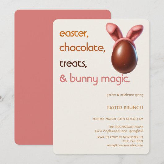 Easter Chocolate Egg Invitation Sweet Spring Party Einladung (Vorne/Hinten)