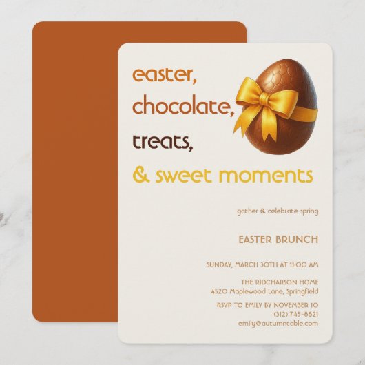Easter Chocolate Egg Invitation Sweet Spring Party Einladung (Vorne/Hinten)