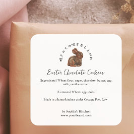 Easter Chocolate Rabbit Bakery Ingredient Quadratischer Aufkleber
