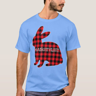 Easter Costume Red Plaid Bunny Graphic Hairstylist T-Shirt