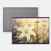  Easter Cross With Lilies Magnet (Vorderseite/Rückseite)