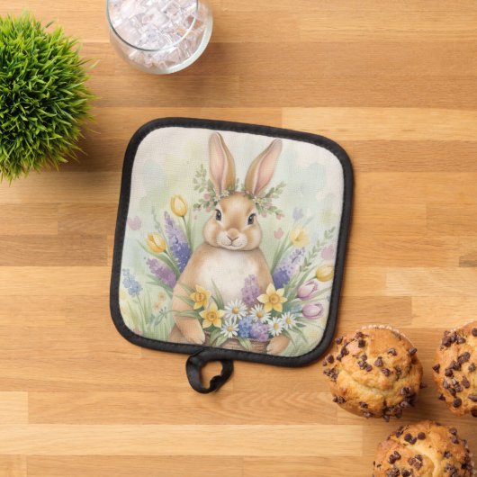 Easter cute bunny floral pot holder topflappen (Oben Unten)
