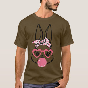 Easter Day Cute Bunny Face Bandana Hearts Glasses T-Shirt