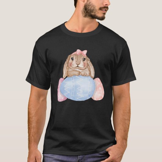 Easter day Cute Easter Bunny Holding Easter Eggs f T-Shirt (Vorderseite)