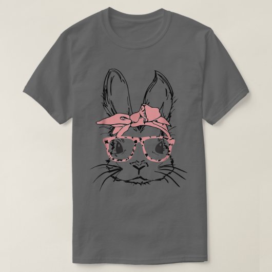 Easter Day Leopard Bunny Glasses Eggs Cute Rabbit T-Shirt (Design vorne)