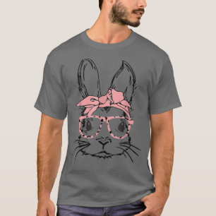 Easter Day Leopard Bunny Glasses Eggs Cute Rabbit T-Shirt