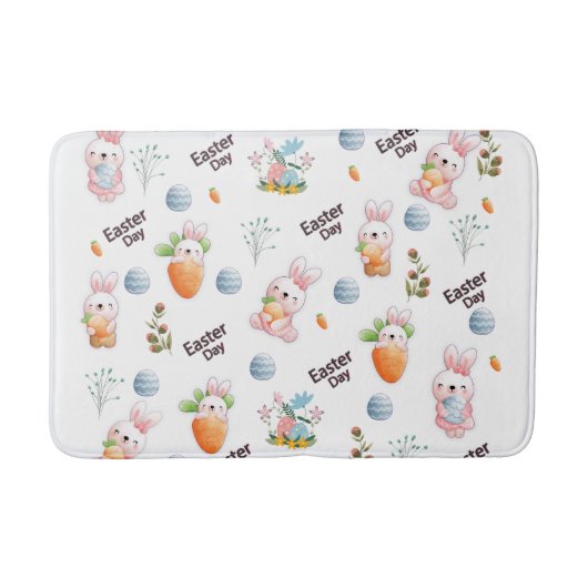 Easter Day Rabbits Pattern Badematte (Vorderseite)