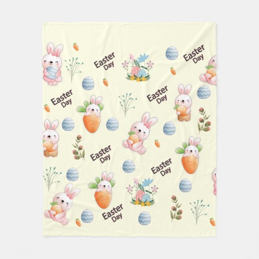 Easter Day Rabbits Pattern Fleecedecke (Vorderseite)