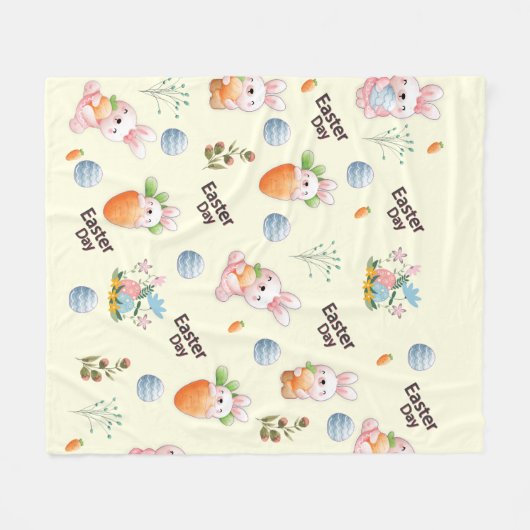 Easter Day Rabbits Pattern Fleecedecke (Vorderseite (Horizontal))