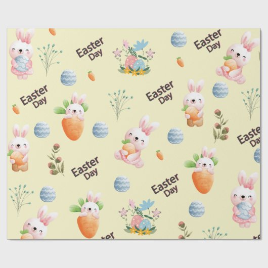 Easter Day Rabbits Pattern Geschenkpapier (Flach)