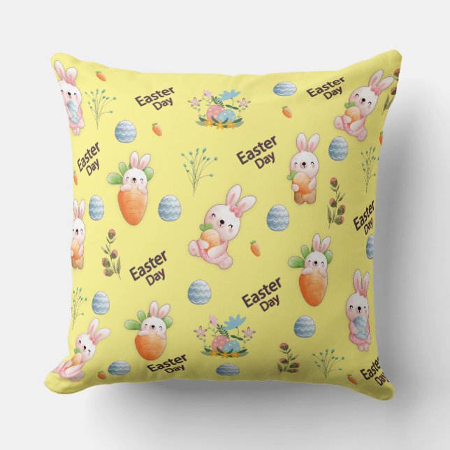 Easter Day Rabbits Pattern Kissen (Vorderseite)
