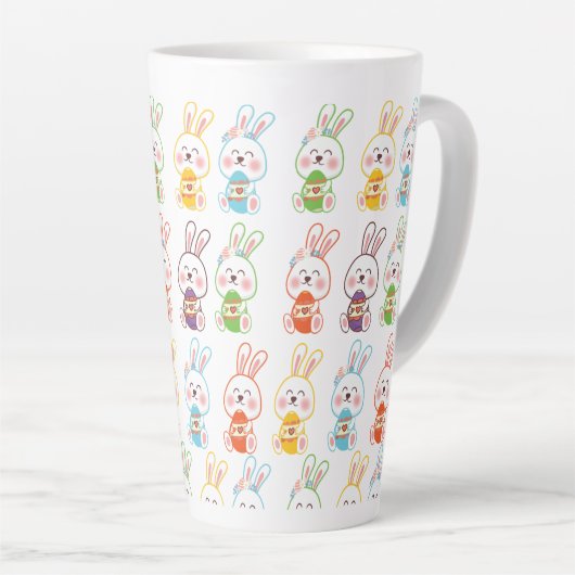 Easter Day Rabbits Pattern Milchtasse (Rechte Ecke)