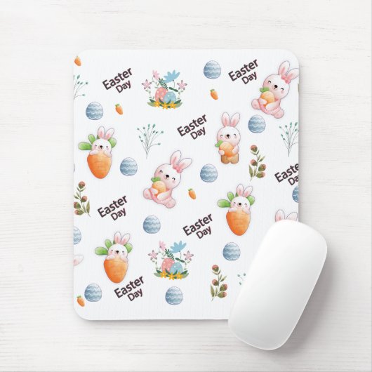 Easter Day Rabbits Pattern Mousepad (Mit Mouse)