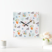 Easter Day Rabbits Pattern Quadratische Wanduhr (Zuhause)