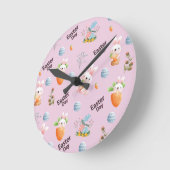 Easter Day Rabbits Pattern Runde Wanduhr (Winkel)