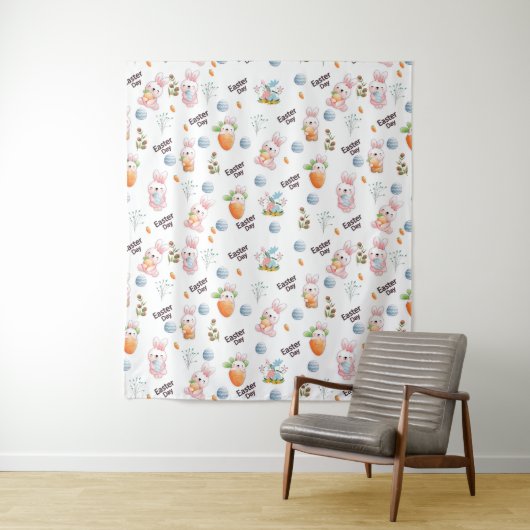 Easter Day Rabbits Pattern Wandteppich (Beispiel)